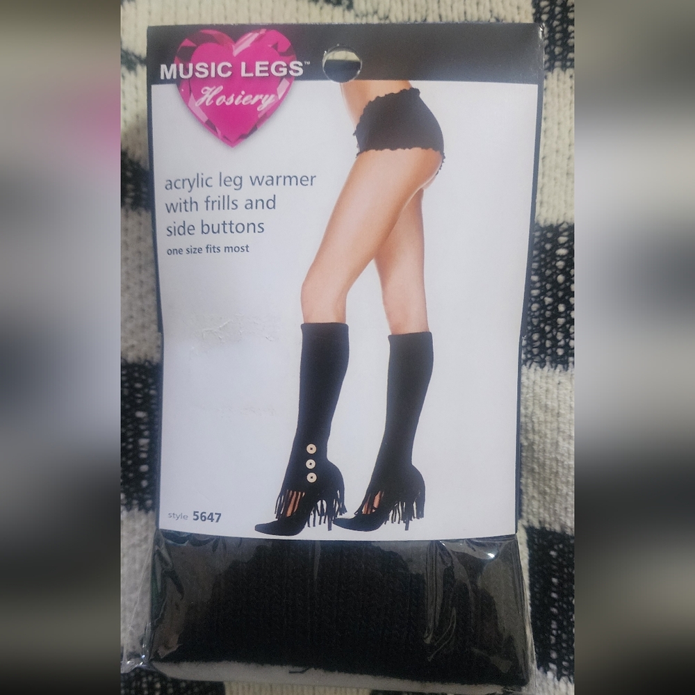 Leg Warmers With Frill And Side Buttons